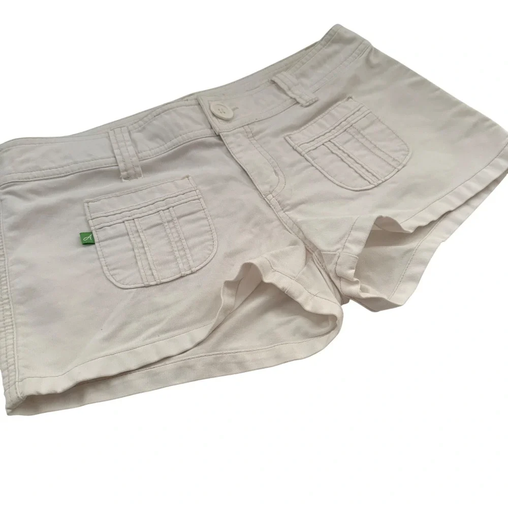 Aeropostale Womens White Corduroy Mini Shorts Size 7/8 Cotton Low Rise Y2K Style